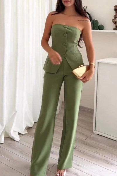 Bria | Strapless Button-Up Zwei-Teile Set