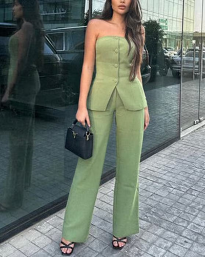 Bria | Strapless Button-Up Zwei-Teile Set