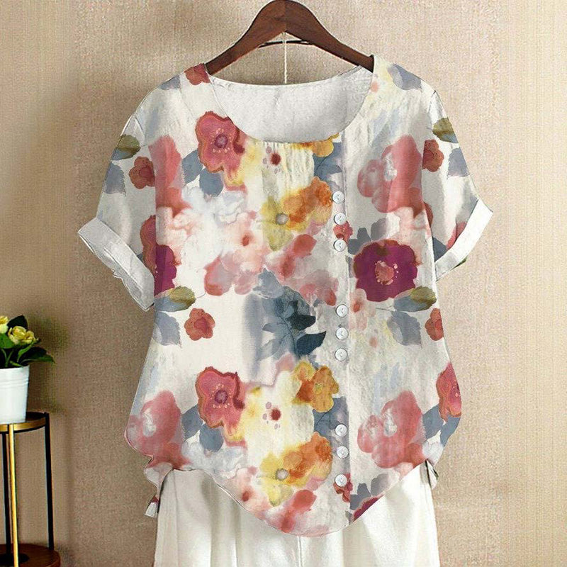 Zendaya – Lässige Bluse Mit Blumenmuster Und Knöpfen
