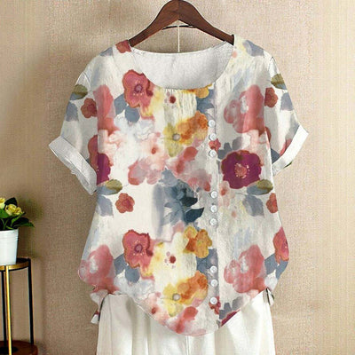 Zendaya – Lässige Bluse Mit Blumenmuster Und Knöpfen