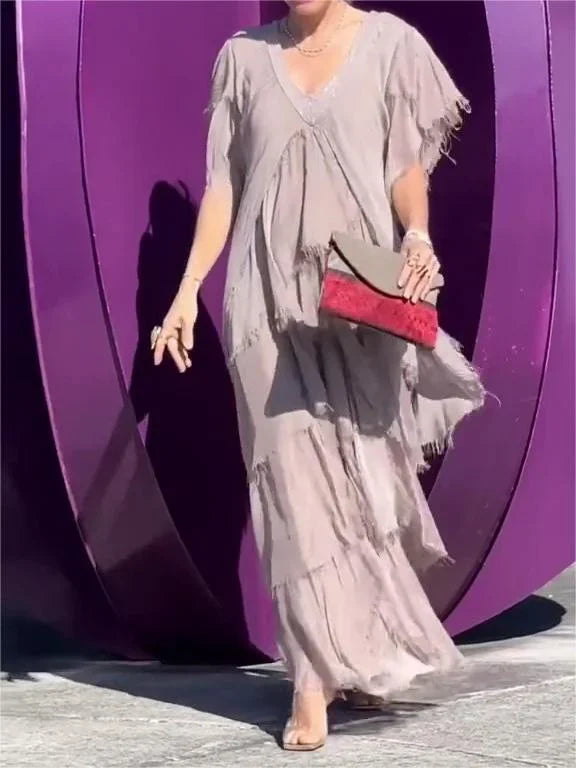Zunera™ - Elegantes V-Ausschnitt Langkleid