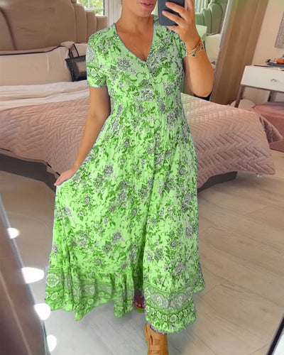 Alisa™ | V-Ausschnitt Kleid mit Blumenmuster