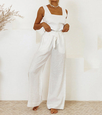 Mila - Elegantes Top und Fließende Hose Ensemble
