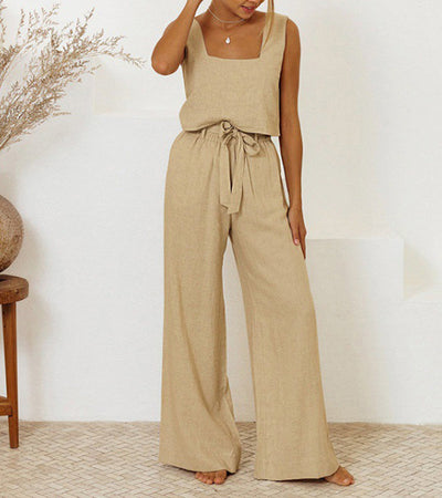 Mila - Elegantes Top und Fließende Hose Ensemble