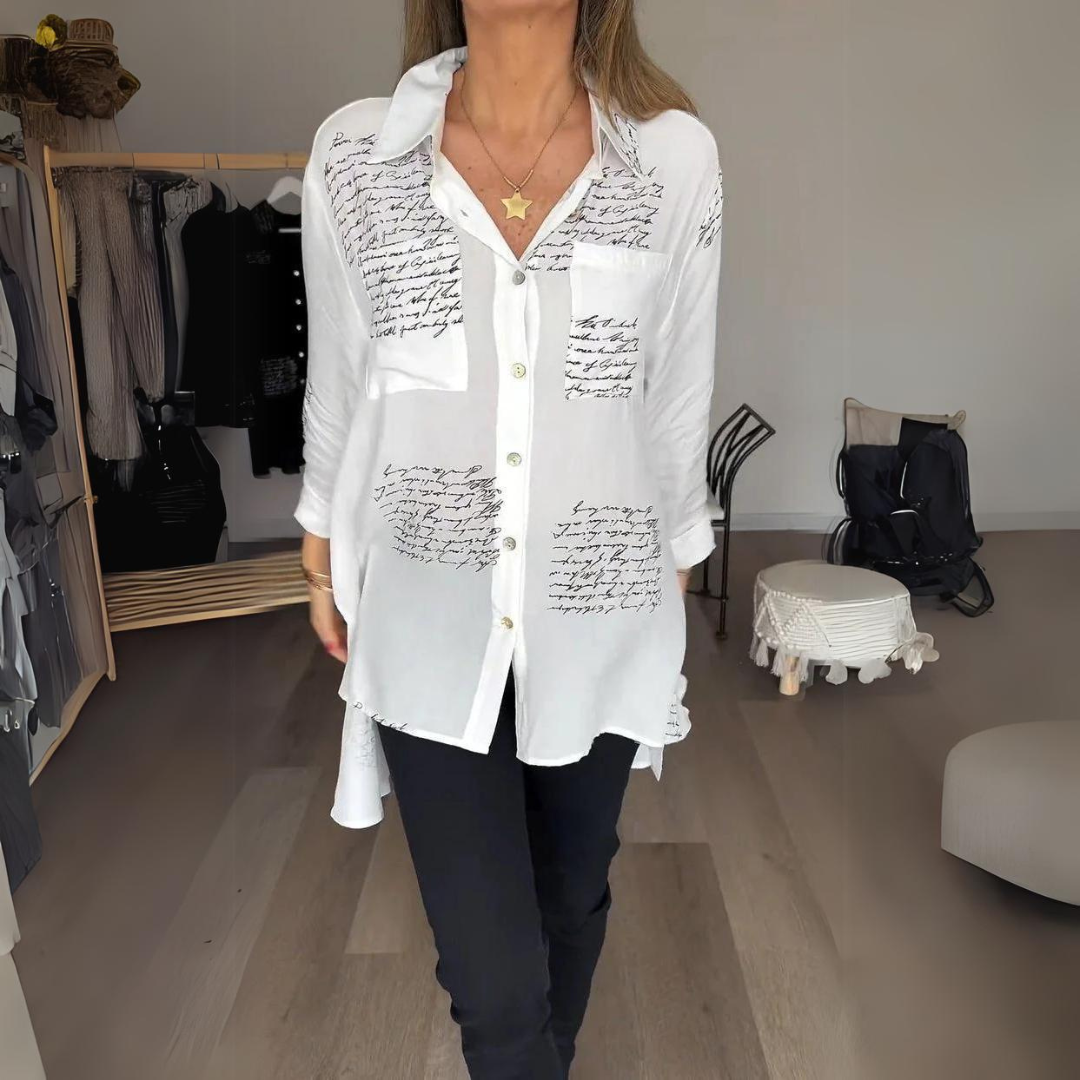 Celesta™ - Handgeschriebene Button-Up-Bluse