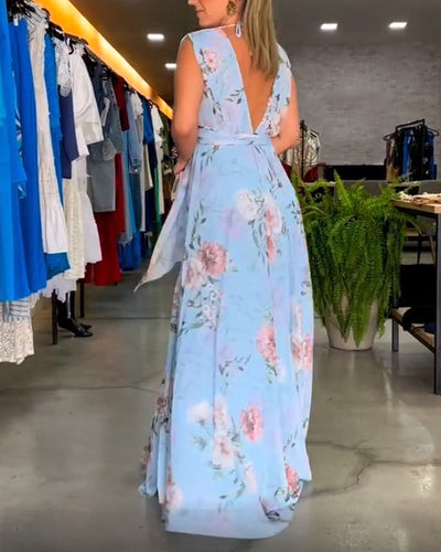 Venesa™ | Elegantes ärmelloses V-Ausschnitt Kleid mit Blumenmuster