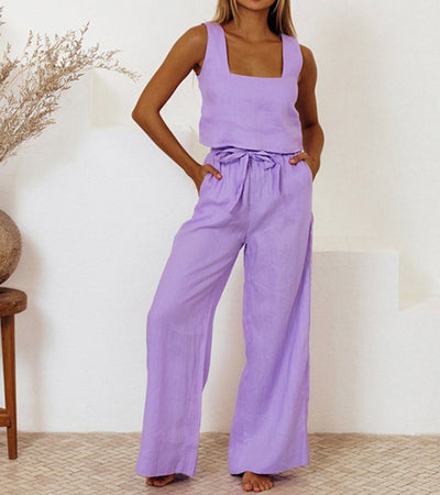 Mila - Elegantes Top und Fließende Hose Ensemble
