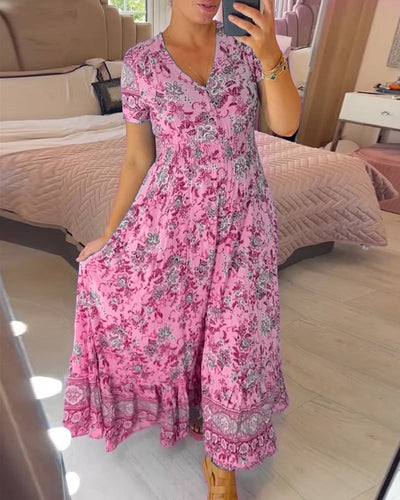 Alisa™ | V-Ausschnitt Kleid mit Blumenmuster