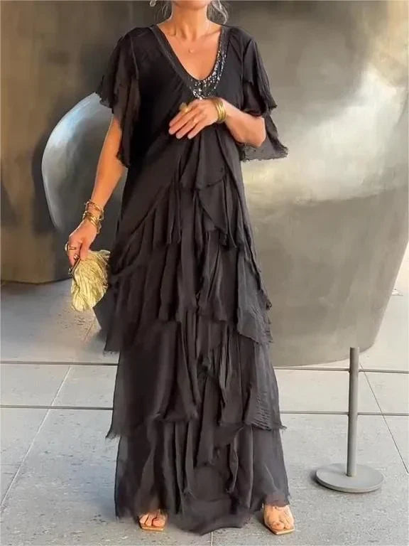 Zunera™ | Elegantes V-Ausschnitt Langkleid