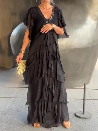 Zunera™ | Elegantes V-Ausschnitt Langkleid
