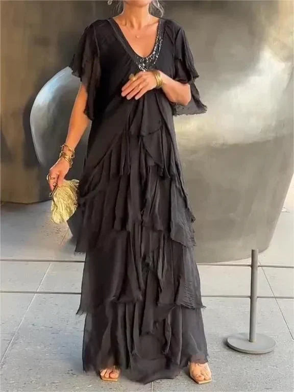 Zunera™ - Elegantes V-Ausschnitt Langkleid