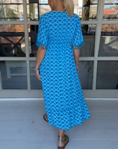 Aisha™ | Bequemes, lockeres V-Ausschnitt Midi-Kleid