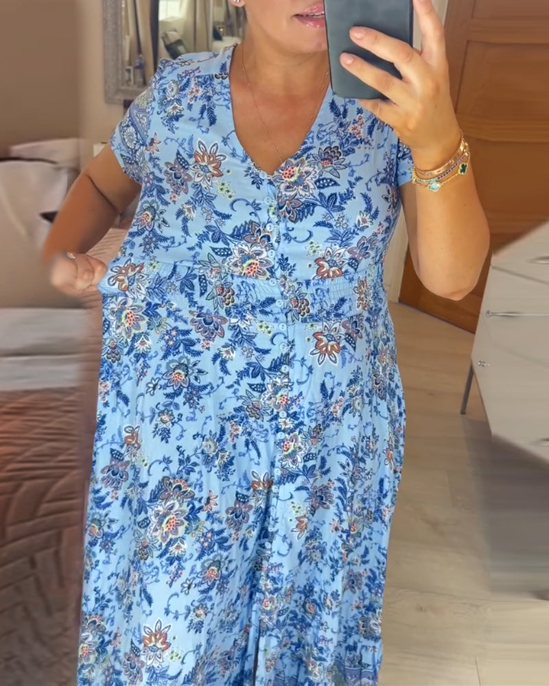 Alisa™ | V-Ausschnitt Kleid mit Blumenmuster