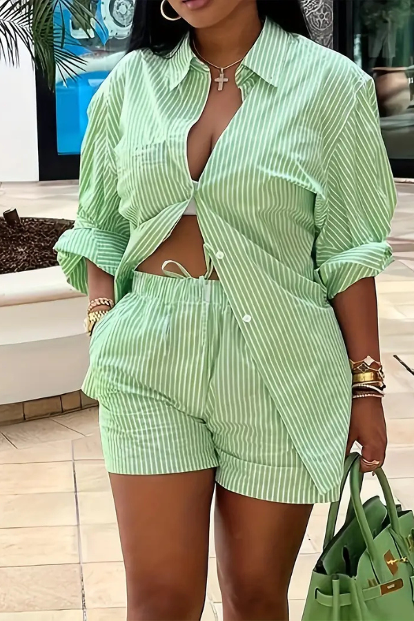 Ashlyn - Hemd mit Umlegekragen und Shorts Set