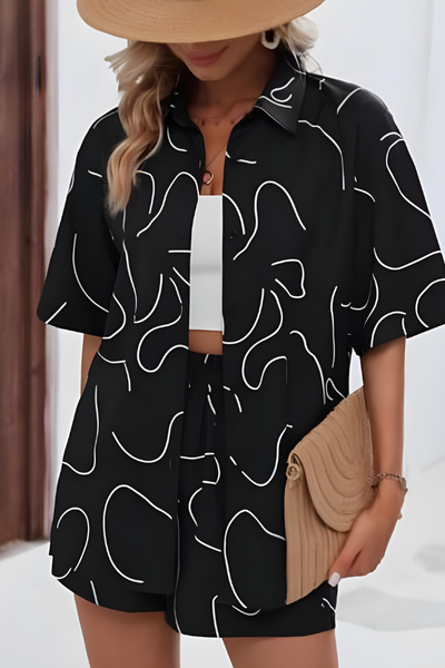 Brooke - Sommer Abstract Print Hemd und Shorts
