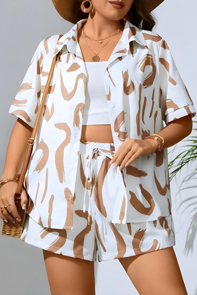 Brooke - Sommer Abstract Print Hemd und Shorts