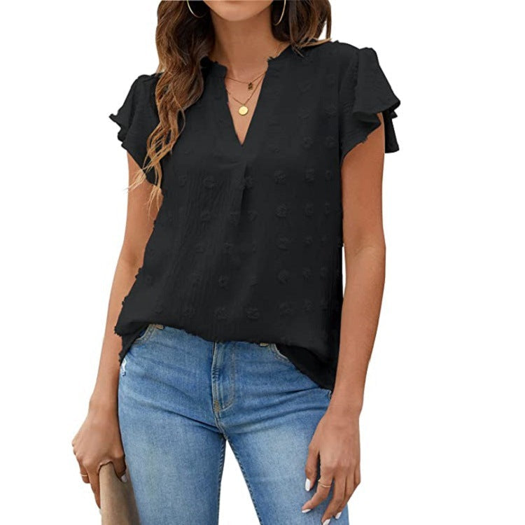 Elya™ - Strukturiertes V-Ausschnitt-Shirt