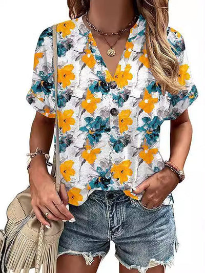 Aeliana™ - Florale Knopfb blouse