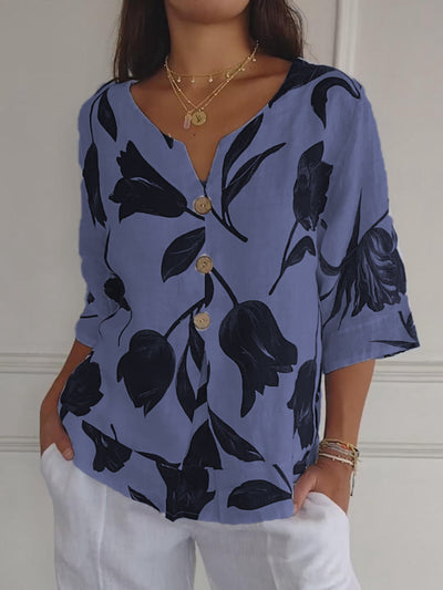 Camisan™ - Printed V-neck Jersey Shirt