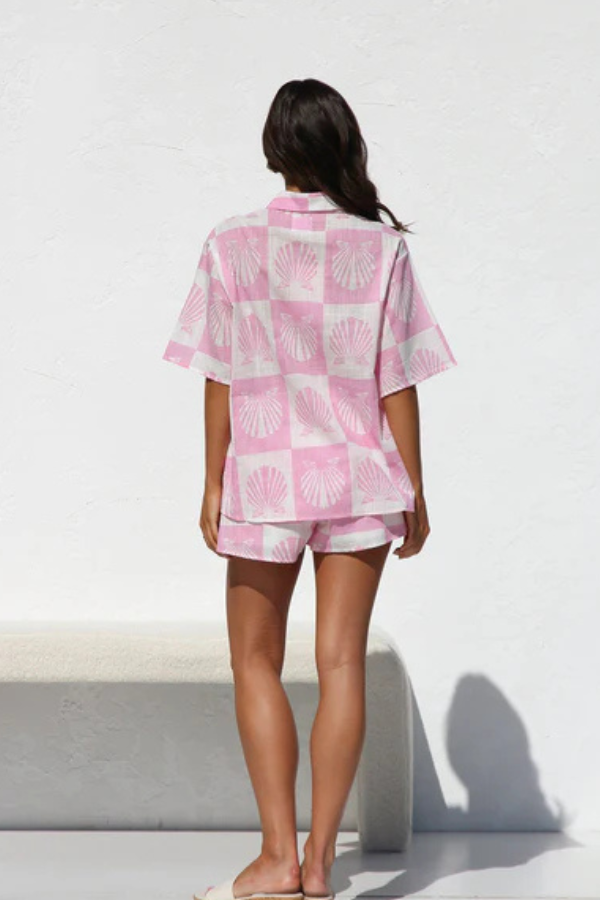 Brielle - Trendy Sommerdruck Hemd und Shorts Set