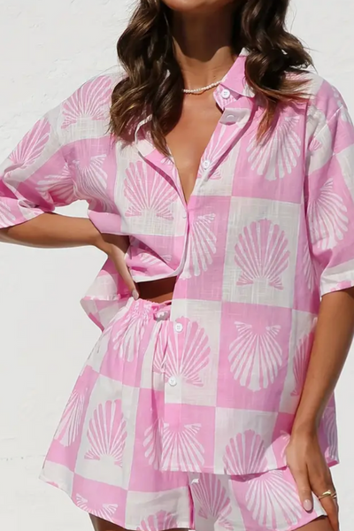Brielle - Trendy Sommerdruck Hemd und Shorts Set