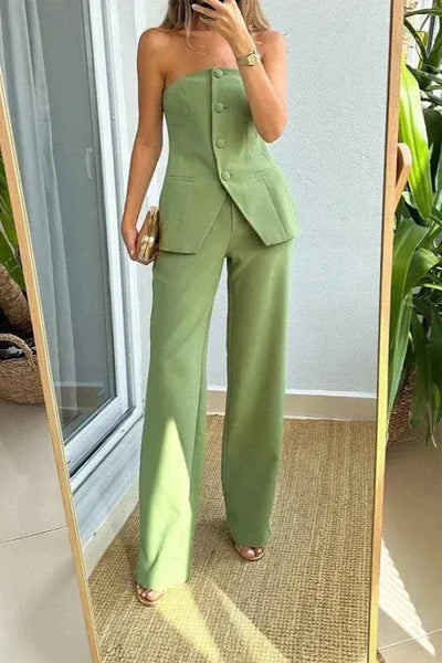 Bria | Strapless Button-Up Zwei-Teile Set