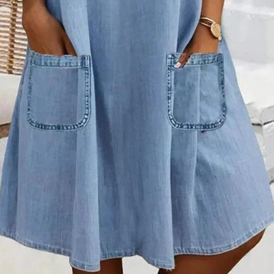 Tammin – Lässiges Mini Jeans Kleid Mit Seitentaschen