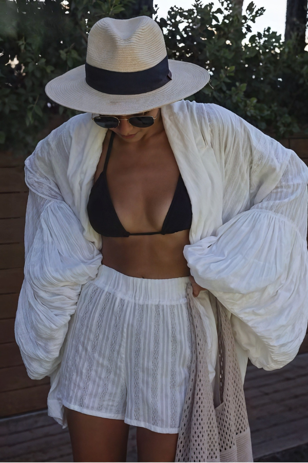 Zora - Elegante Puffärmel-Roben mit hochgeschnittenen Shorts Set