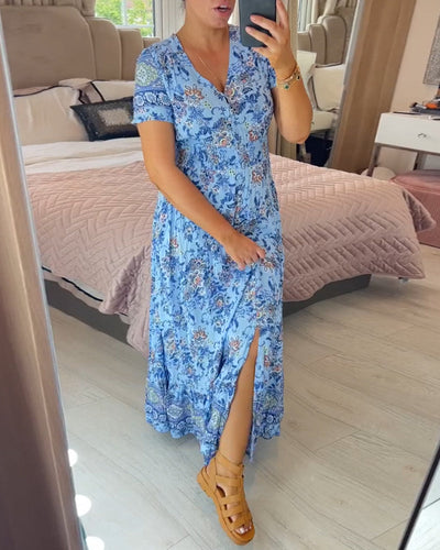 Alisa™ | V-Ausschnitt Kleid mit Blumenmuster
