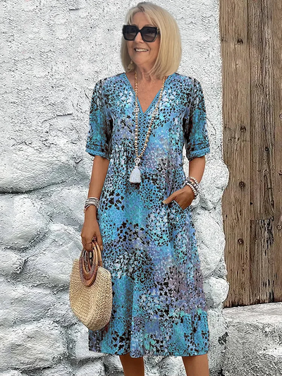 Samantha™ | Elegantes Blumen-Midi-Kleid