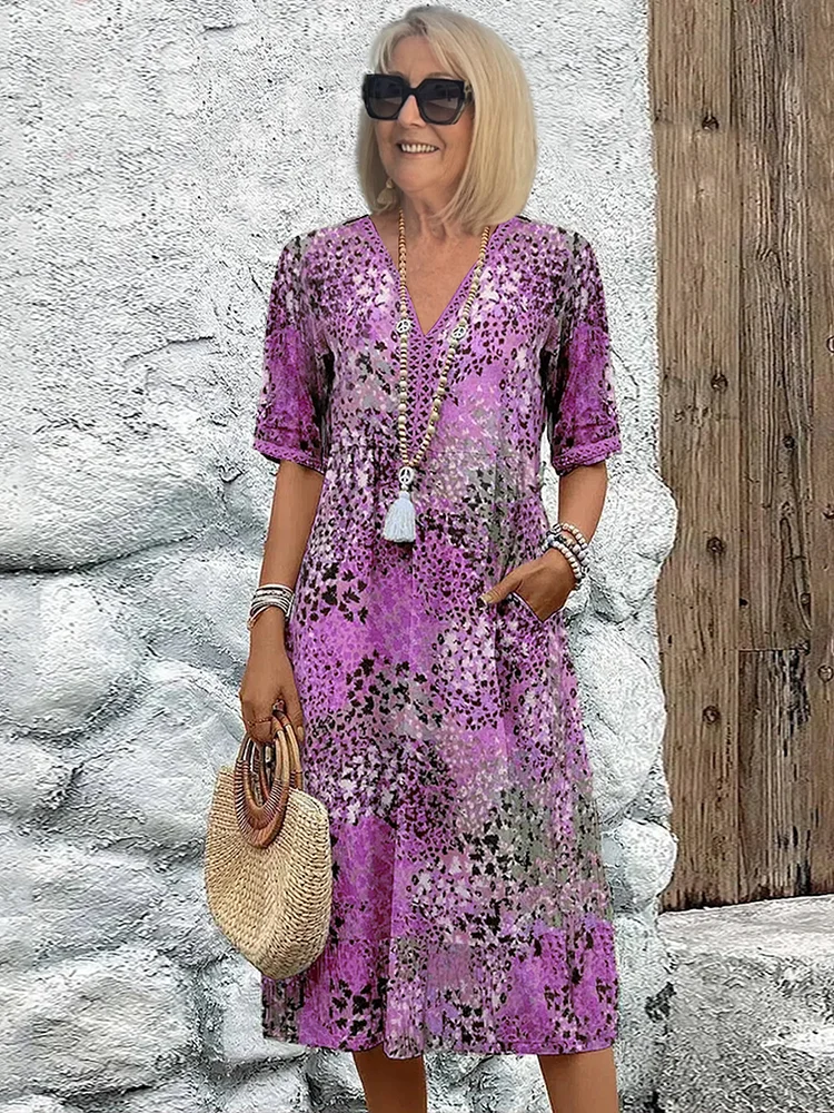 Samantha™ | Elegantes Blumen-Midi-Kleid