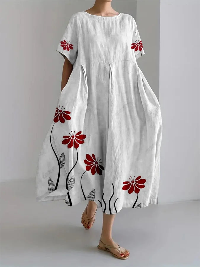 Rosalie - Botanischer Druck Lockeres Kleid