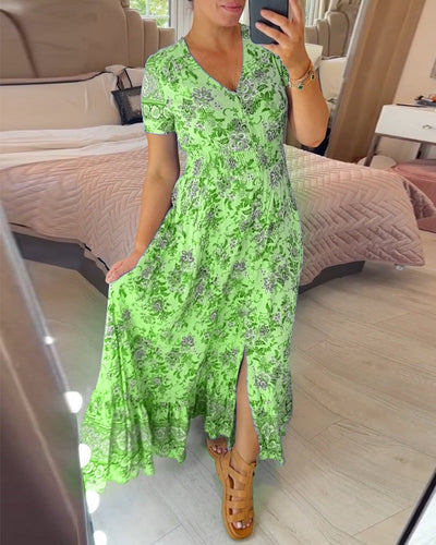 Alisa™ | V-Ausschnitt Kleid mit Blumenmuster