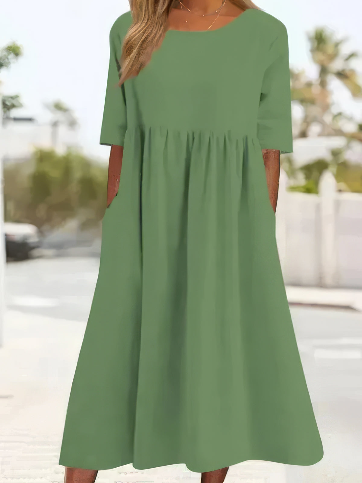 Maikee - Baumwollkleid Mit Rundhalsausschnitt Und Taschen